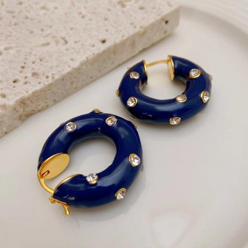 Hoop Earrings Trendy High-end Blue Enamel Drop Glaze Textured Copper Plated Women
Hoop Earrings Trendy High-end Blue Enamel Drop Glaze Textured Copper Plated Women
