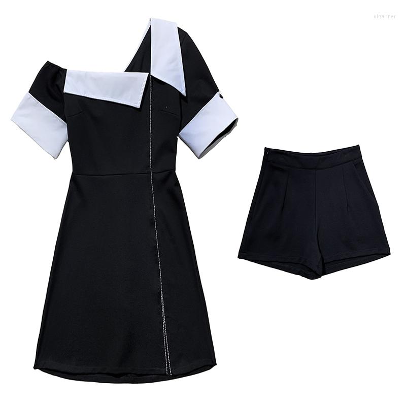 Women' Tracksuits Summer Women' Two-piece Fashion Korean Irregular Collar Short Sleeve Patchwork Suit Jacket Dress High Waist Shorts, Black
Women' Tracksuits Summer Women' Two-piece Fashion Korean Irregular Collar Short Sleeve Patchwork Suit Jacket Dress High Waist Shorts, Black