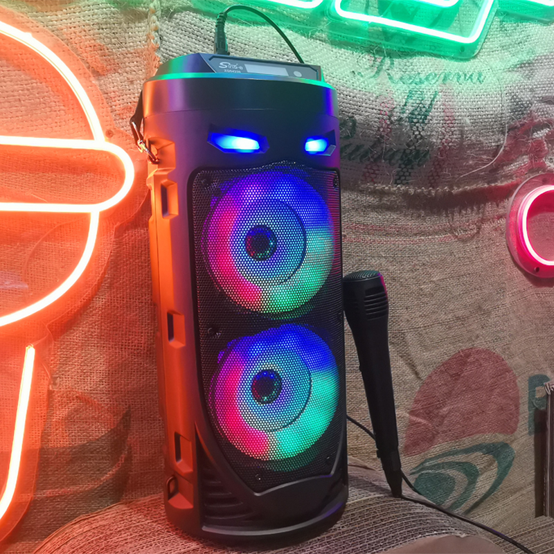 Portable Speakers Large Square Dance Portable Bluetooth Speaker LED Colorful Light Soundbar Column KTV Soundbox Wireless Subwoofer HiFi Boombox 221011