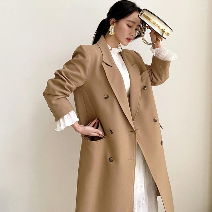 Women's Trench Coats Suit Collar Double Breasted Solid Color Casual Coat Women's Long Sleeve Straight Tube Korean Atmosphere Autumn, Khaki
Women's Trench Coats Suit Collar Double Breasted Solid Color Casual Coat Women's Long Sleeve Straight Tube Korean Atmosphere Autumn, Khaki