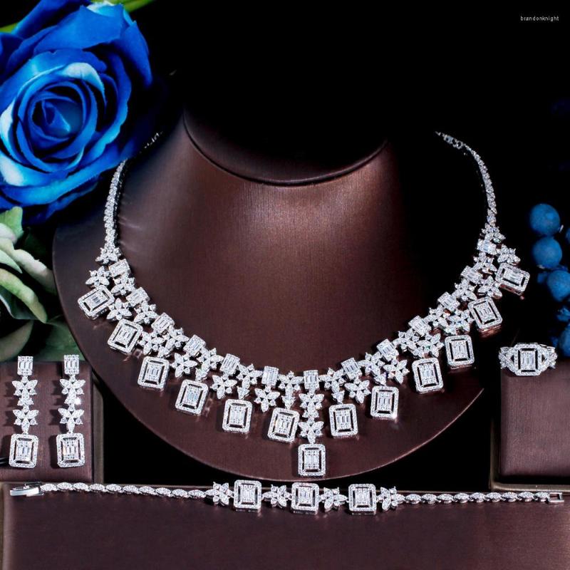 Necklace Earrings Set ThreeGraces 4pcs Luxury Shiny Cubic Zirconia African Dubai Bridal Wedding Prom Night Jewelry For Women Accessories, Picture shown 
Necklace Earrings Set ThreeGraces 4pcs Luxury Shiny Cubic Zirconia African Dubai Bridal Wedding Prom Night Jewelry For Women Accessories, Picture shown