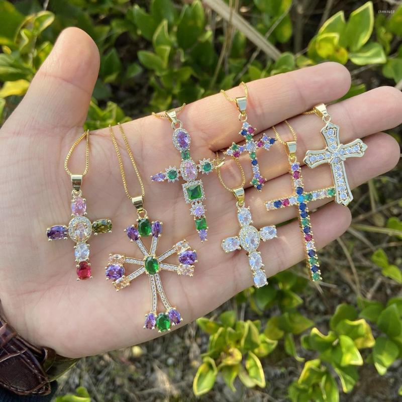 Choker Luxury Cross Pendant Necklace For Women Charm Colorful Zircon Stainless Steel Chain Christian Religious Faith Jewelry Party Gift
Choker Luxury Cross Pendant Necklace For Women Charm Colorful Zircon Stainless Steel Chain Christian Religious Faith Jewelry Party Gift