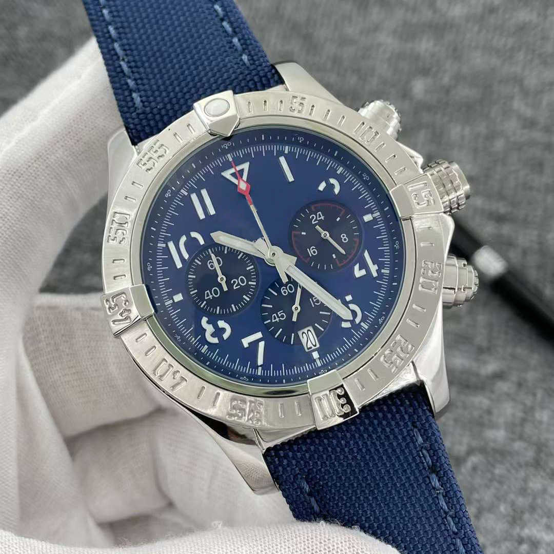 Luxury Men's Watch Blue Dial Japan Super Quartz Chronograph 45mm Avenger Hurricane Leather Strap 1884 Men Watches Hardlex Glass Wristwatches
Luxury Men's Watch Blue Dial Japan Super Quartz Chronograph 45mm Avenger Hurricane Leather Strap 1884 Men Watches Hardlex Glass Wristwatches