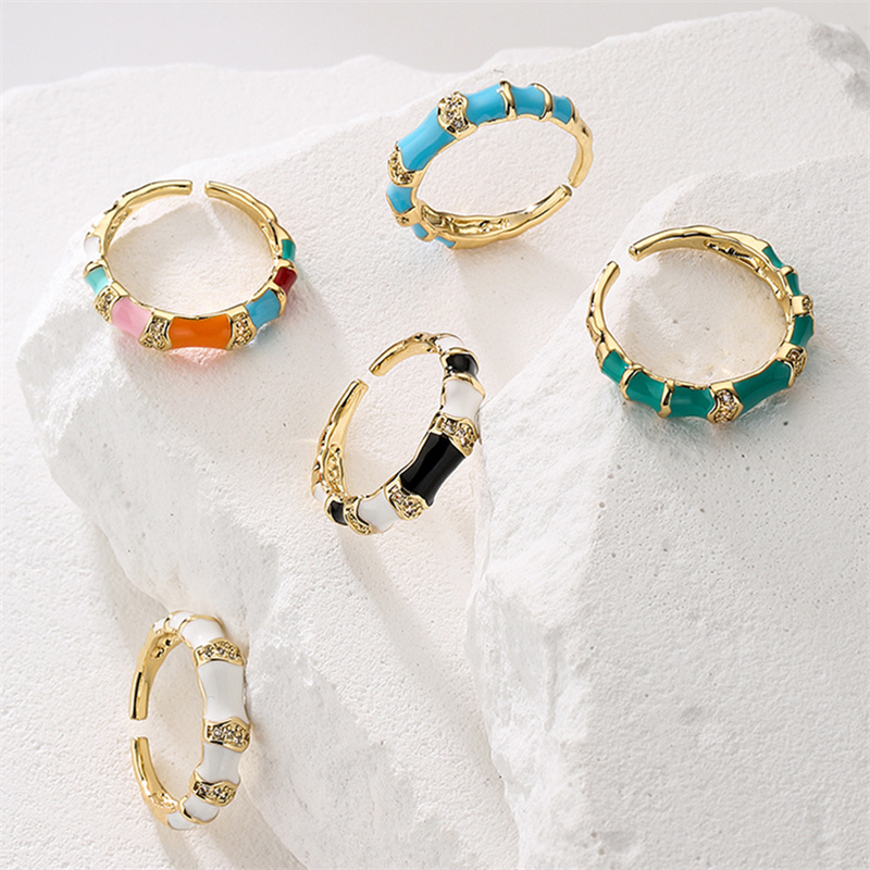 New Enamel Bamboo Shape Ring Gold Copper Adjustable Rings Korean fashion Jewelry Party For Woman Gift
New Enamel Bamboo Shape Ring Gold Copper Adjustable Rings Korean fashion Jewelry Party For Woman Gift