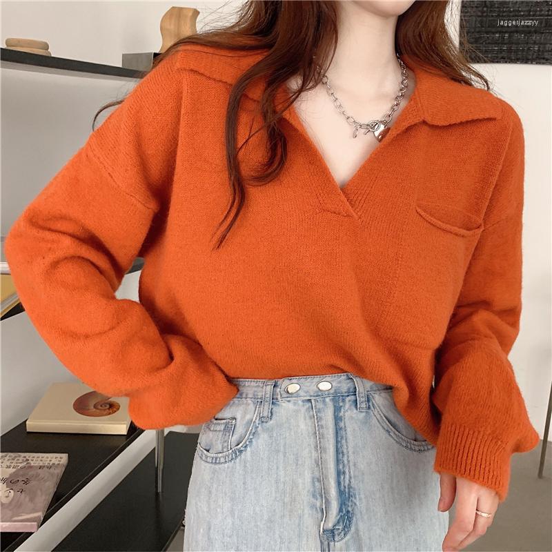 Women's Sweaters Autumn 2022 Women Sweater Loose Short V-neck Pullover Knitted Casual Korean Style Long Sleeve Clothes Top 621i, Orange
Women's Sweaters Autumn 2022 Women Sweater Loose Short V-neck Pullover Knitted Casual Korean Style Long Sleeve Clothes Top 621i, Orange