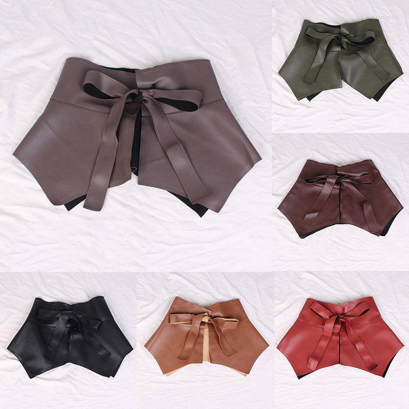 Belts Ultra Wide Cummerbunds Women Skirt Peplum Belt Self-tie Waistband Corset Female PU Leather Ruffle Tide All-match