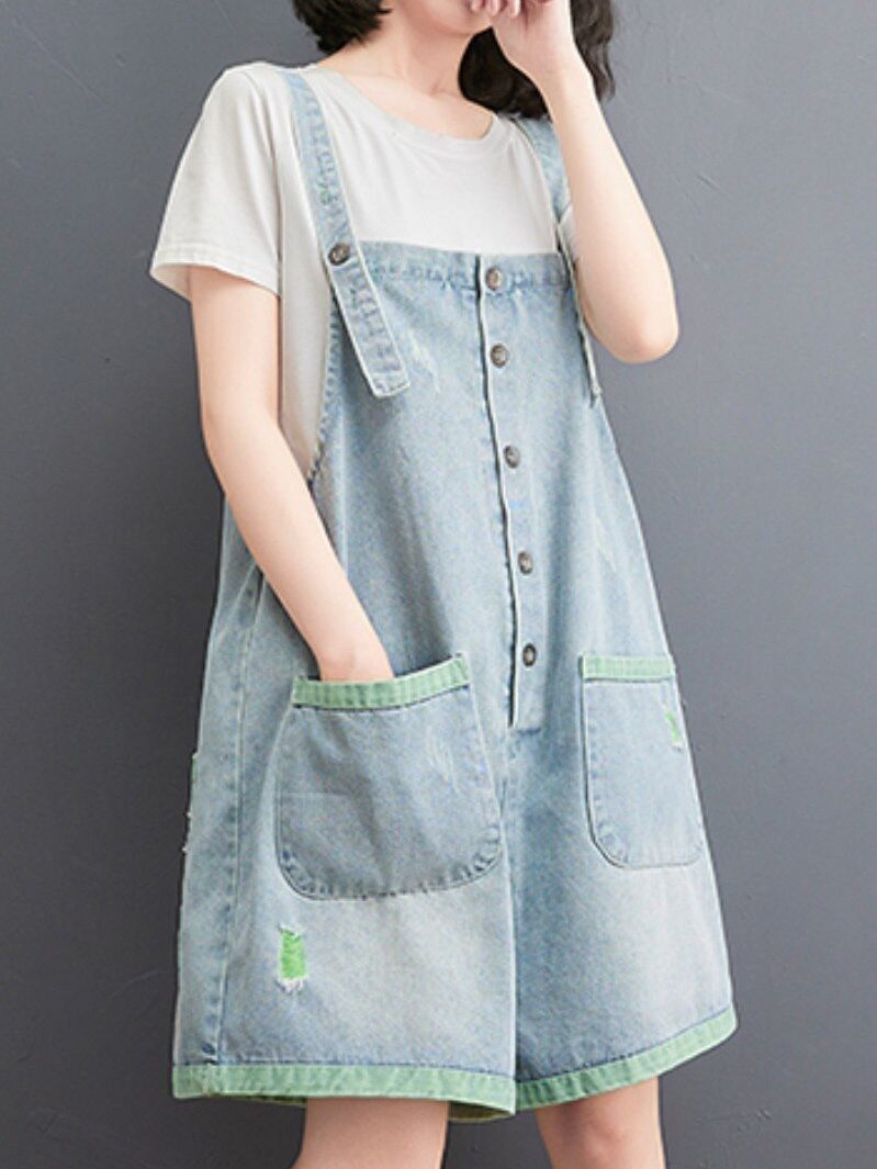 Women's Jeans Color Matching Short Playsuit Ladies Casual Straps Denim Overalls For Rompers Patchwork Ripped Overall 221011, Green
Women's Jeans Color Matching Short Playsuit Ladies Casual Straps Denim Overalls For Rompers Patchwork Ripped Overall 221011, Green