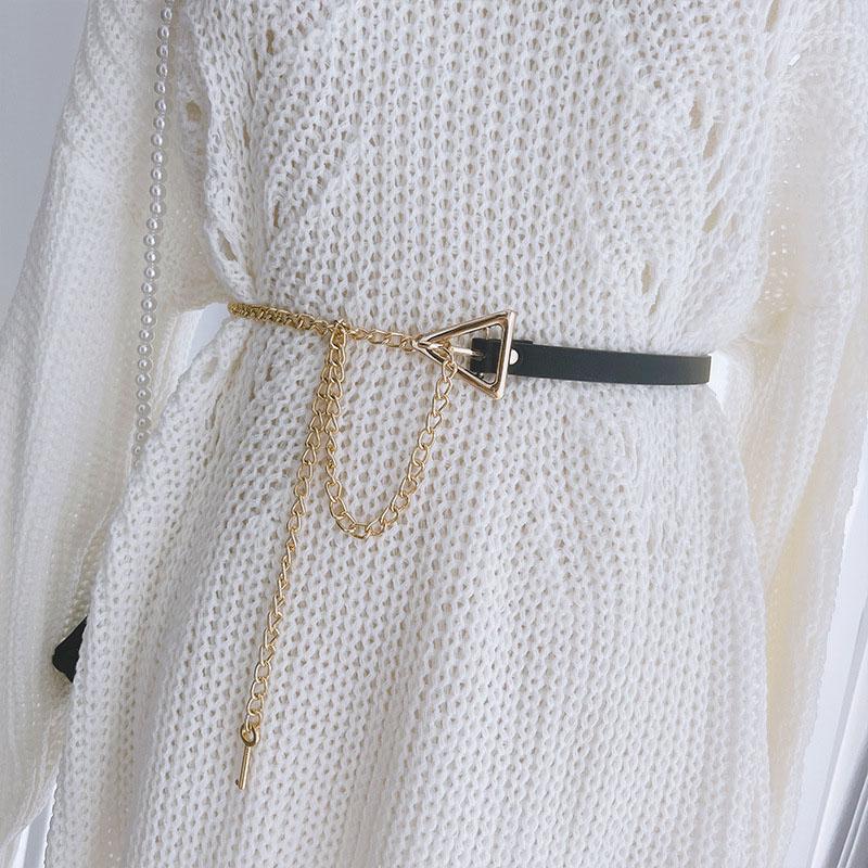 Belts Gold Triangle PU Leather Women Thin Chain Belt All Match Adjustable Long Straps Waistbands Female Girl Casual Waist
Belts Gold Triangle PU Leather Women Thin Chain Belt All Match Adjustable Long Straps Waistbands Female Girl Casual Waist