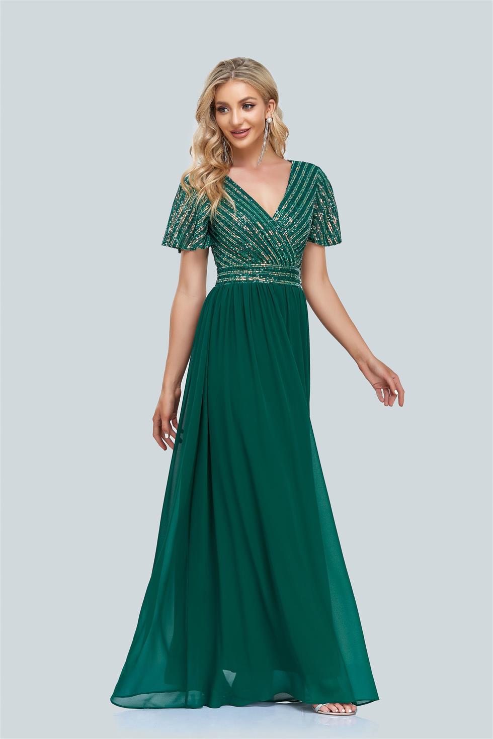 Short Sleeve V-neck Sequins Splice Chiffon A-line Swing Dress Wholesale 2022 New Women's party Large Evening TW00037, Hunter
Short Sleeve V-neck Sequins Splice Chiffon A-line Swing Dress Wholesale 2022 New Women's party Large Evening TW00037, Hunter