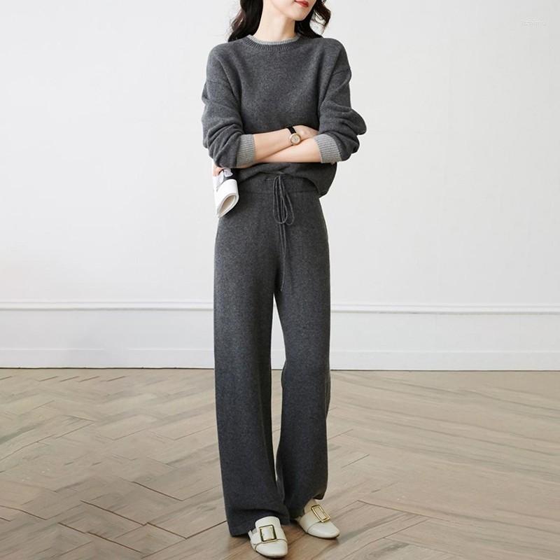 Women' Two Piece Pants Women' Cashmere Suit 2022 Winter Crew Neck Contrast Color Sweater And Wide Leg Knit 2, Gray
Women' Two Piece Pants Women' Cashmere Suit 2022 Winter Crew Neck Contrast Color Sweater And Wide Leg Knit 2, Gray