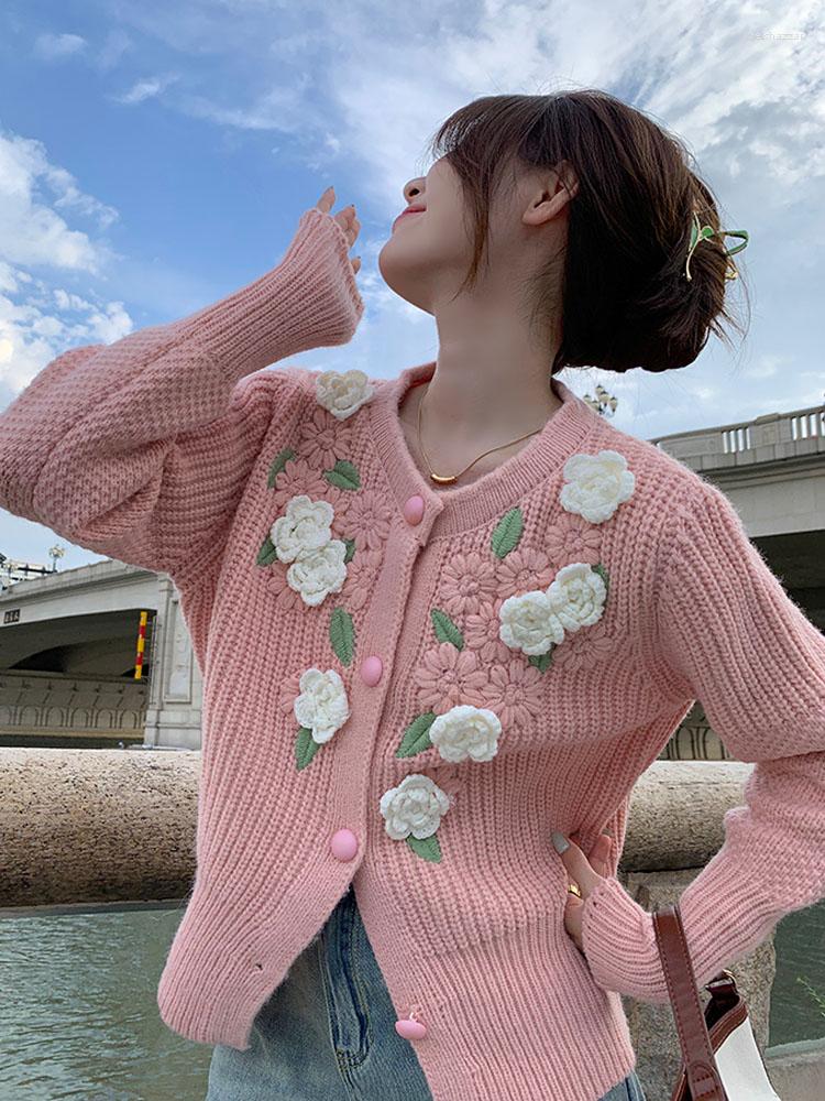 Women's Knits KIMOKOKM Sweet Fairycore Full Sleeve Cardigan Cute Single-breasted Three-dimensional Flowers Design Loose Knitting Pink, Green
Women's Knits KIMOKOKM Sweet Fairycore Full Sleeve Cardigan Cute Single-breasted Three-dimensional Flowers Design Loose Knitting Pink, Green