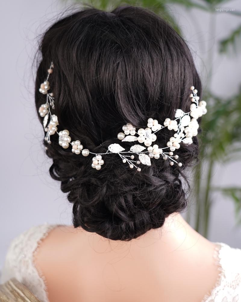 

Headpieces Bride Crystal Wedding Leaf Pearls Heaband Vine Silver Gold Bridal Headpiece Leaves Hair Accessorie For Women And Girls