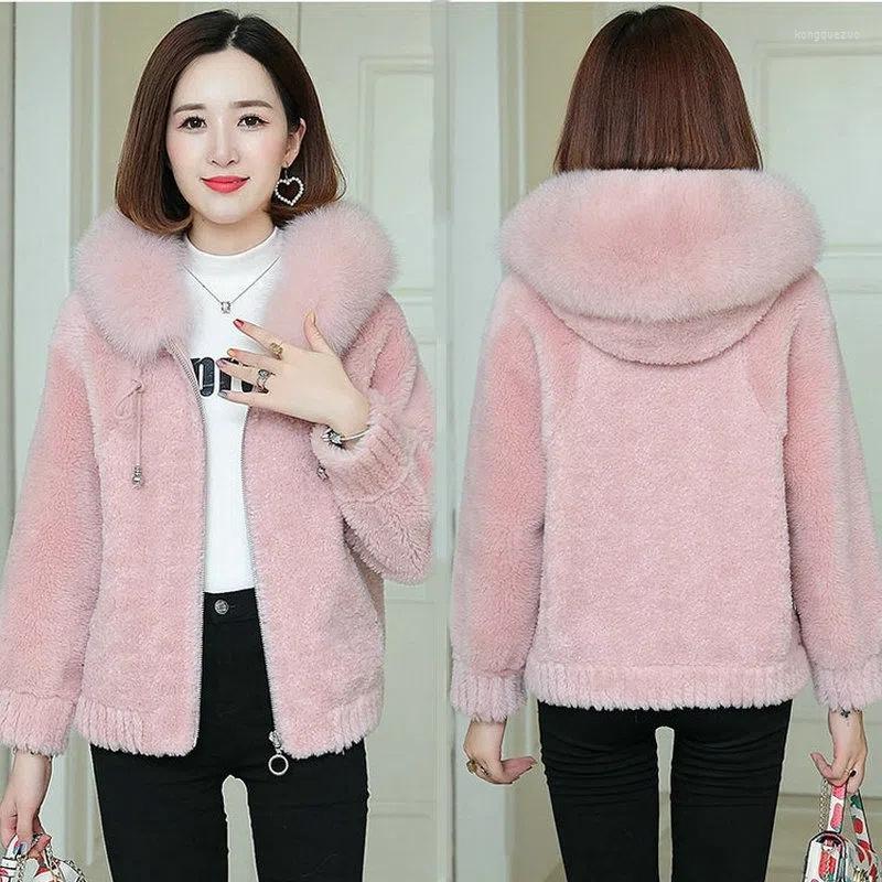 Women' Fur Women Coat 2022 Autumn Winter Female Short Fashion Hooded Faux Collar Lamb Wool Thick Women' Jackets, Pink
Women' Fur Women Coat 2022 Autumn Winter Female Short Fashion Hooded Faux Collar Lamb Wool Thick Women' Jackets, Pink