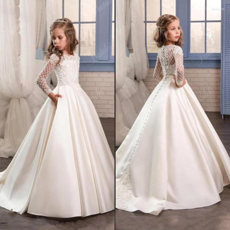 Girl Dresses White Lace Applique Long Sleeve Satin Flower For Wedding Special Occasion Dress Girls First Communion, Black
Girl Dresses White Lace Applique Long Sleeve Satin Flower For Wedding Special Occasion Dress Girls First Communion, Black