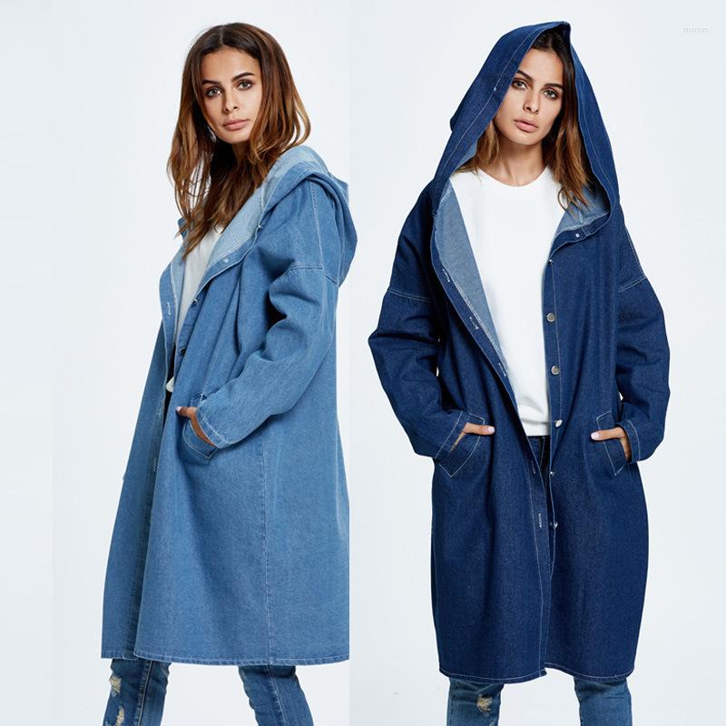 Women's Trench Coats Denim Long Jacket Women Autumn Fashion Hooded Sleeve Cardigan Coat Female Vintage Single Breasted Loose Jeans, Light blue
Women's Trench Coats Denim Long Jacket Women Autumn Fashion Hooded Sleeve Cardigan Coat Female Vintage Single Breasted Loose Jeans, Light blue