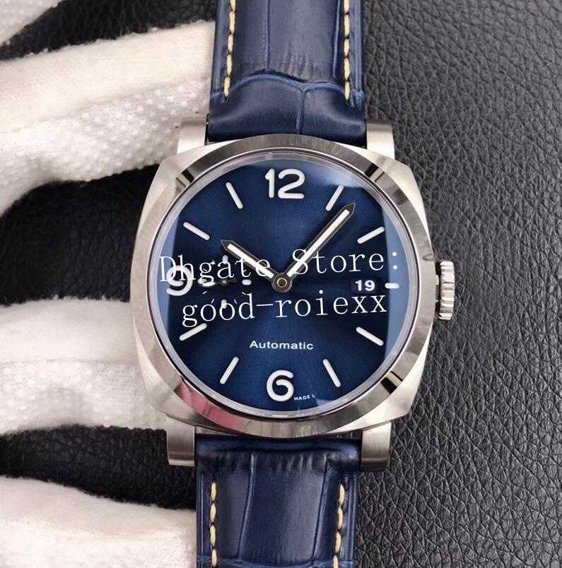 Business Men Watches Blue Dial Watch Men's Automatic 9010 Luminous 1313 Leather Band Strap VS Mechanical Pam Crystal Date Steel Dive 1950
Business Men Watches Blue Dial Watch Men's Automatic 9010 Luminous 1313 Leather Band Strap VS Mechanical Pam Crystal Date Steel Dive 1950