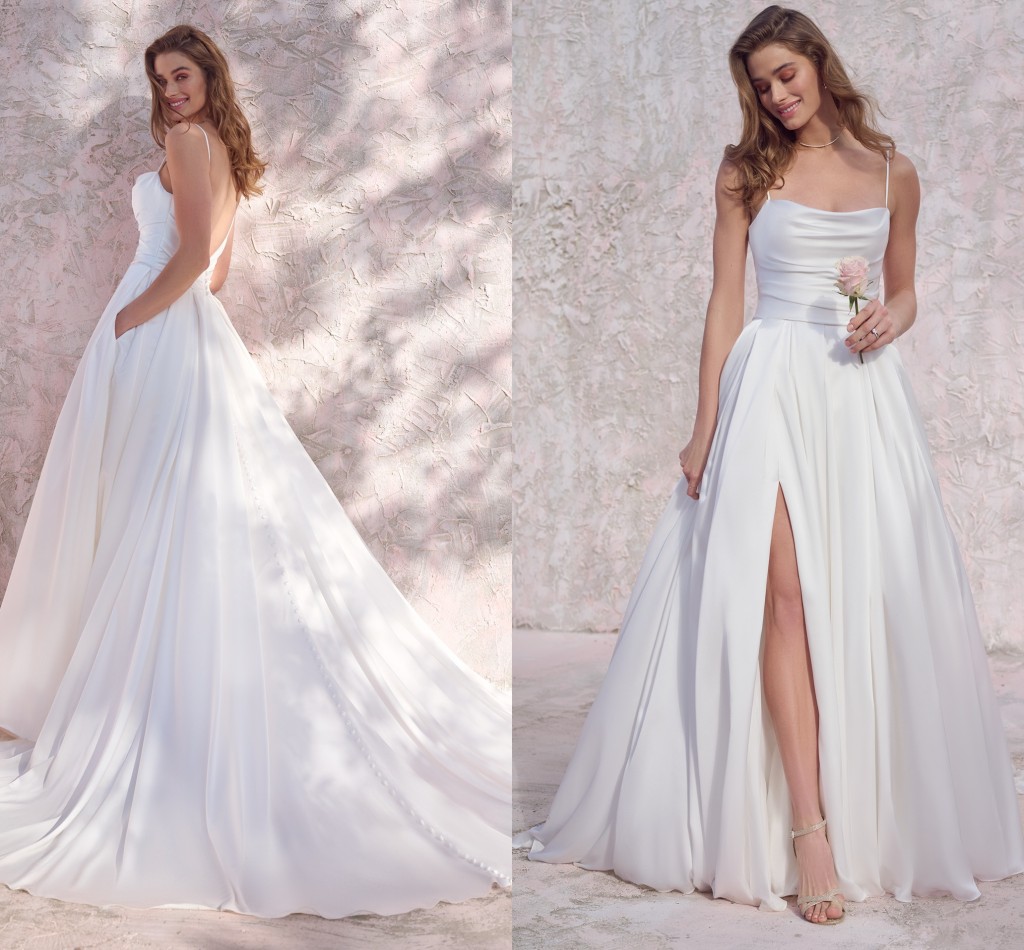 White Wedding Dresses With Pocket Bride Gowns Soft Satin Straps Pleated A-line V-neckline Backless Slit Buttons 2023 Robe de Mariee
White Wedding Dresses With Pocket Bride Gowns Soft Satin Straps Pleated A-line V-neckline Backless Slit Buttons 2023 Robe de Mariee