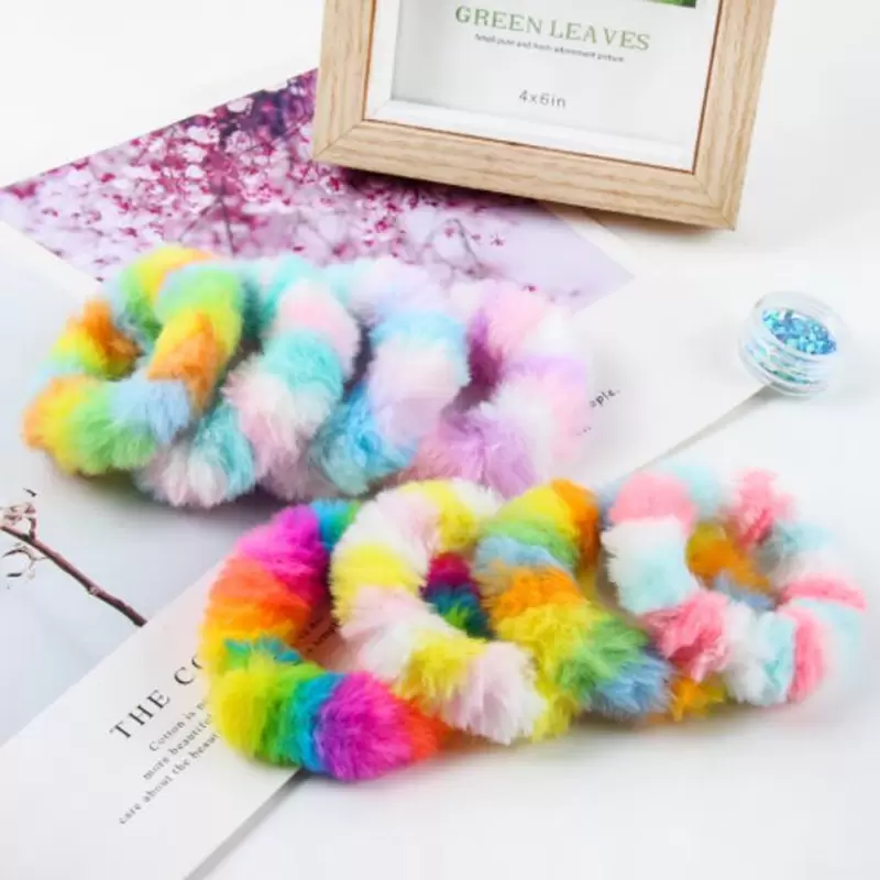 Rainbow Hairband Fluffy Plush Women Girls Hair Ties Elastic Colorful Ponytail Holder Fashion Fall Winter Hair Accessories 7 Designs, Multi-color
Rainbow Hairband Fluffy Plush Women Girls Hair Ties Elastic Colorful Ponytail Holder Fashion Fall Winter Hair Accessories 7 Designs, Multi-color