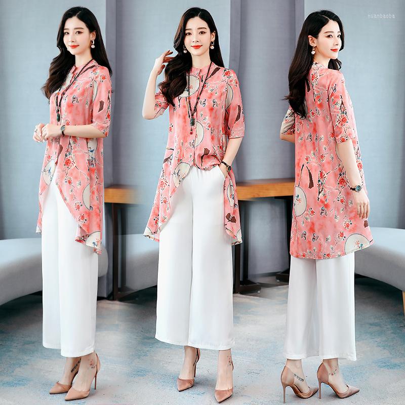 Women's Tracksuits Women Floral Suits Summer Vintage Printing Blouses Two Pieces Clothes Wide Legs Pant Sets Half Sleeve, White pant
Women's Tracksuits Women Floral Suits Summer Vintage Printing Blouses Two Pieces Clothes Wide Legs Pant Sets Half Sleeve, White pant