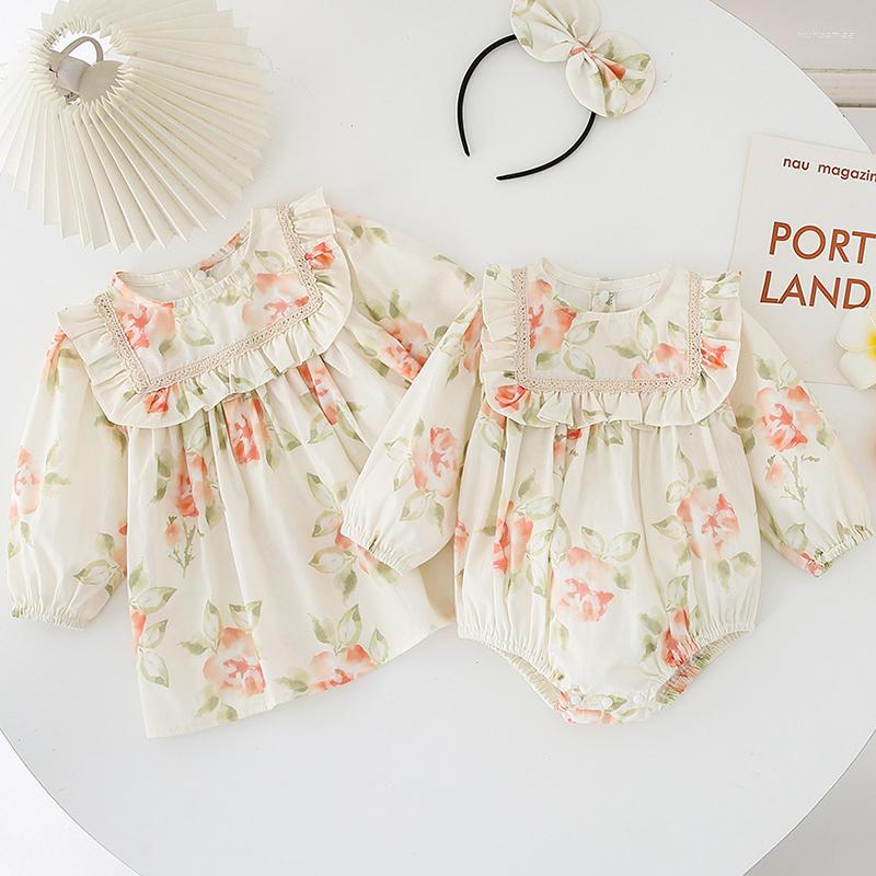 Girl Dresses Sister Clothes Autumn Korean Spring Long Sleeves Ruffles Floral Kids Girls Princess Baby Bodysuits Outfit, 211103-romper
Girl Dresses Sister Clothes Autumn Korean Spring Long Sleeves Ruffles Floral Kids Girls Princess Baby Bodysuits Outfit, 211103-romper