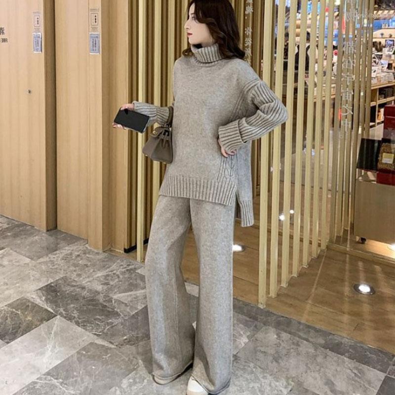Women's Two Piece Pants Korean Winter Tracksuit 2 Pant Suits For Women Knitted Long Sleeve Split Top And Wide Legs Suit Female Outwear 2022, Huise
Women's Two Piece Pants Korean Winter Tracksuit 2 Pant Suits For Women Knitted Long Sleeve Split Top And Wide Legs Suit Female Outwear 2022, Huise
