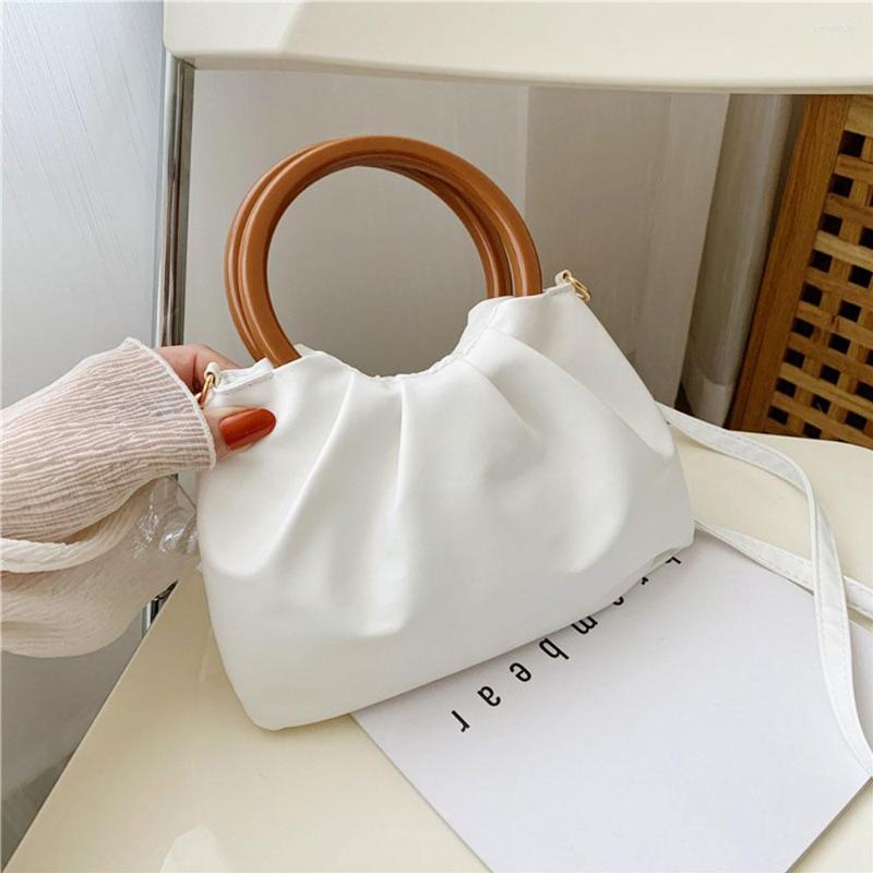 Evening Bags Leather Shoulder Pleated Clouds Handbag For Women Vintage Female Fashion Messenger Bag Ladies Wooden Handle Clutch, White
Evening Bags Leather Shoulder Pleated Clouds Handbag For Women Vintage Female Fashion Messenger Bag Ladies Wooden Handle Clutch, White