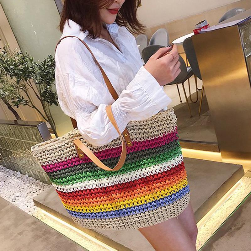 Evening Bags Women Rainbow Rattan Beach Handbag Handmade Knitted Straw Female Shopper Shoulder Bag Large Capacity Bohemian Eco Tote, Multicolor
Evening Bags Women Rainbow Rattan Beach Handbag Handmade Knitted Straw Female Shopper Shoulder Bag Large Capacity Bohemian Eco Tote, Multicolor