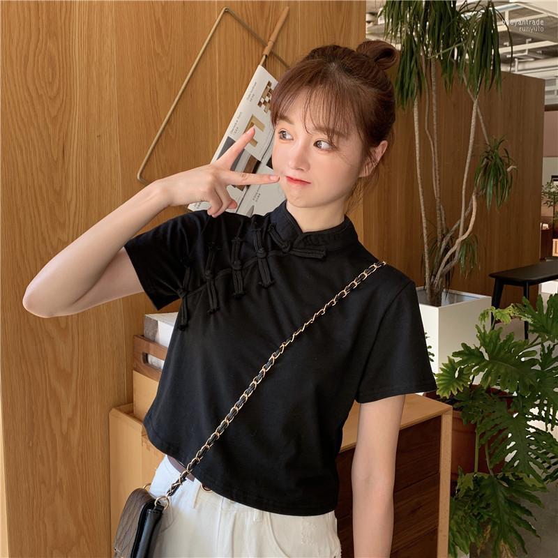 Ethnic Clothing Women Summer Cheongsam Tops Black Vintage Tang Chinese Style T Shirt Female Short Sleeve Blouse Slim Suit
Ethnic Clothing Women Summer Cheongsam Tops Black Vintage Tang Chinese Style T Shirt Female Short Sleeve Blouse Slim Suit