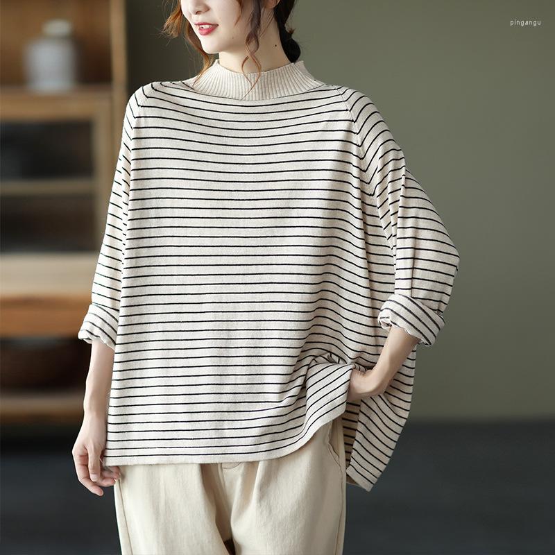 Women's Sweaters Johnature Women Half High Neck Long Sleeve Striped Knitted Sweater Loose Casual 2022 Autumn Fashion Comfortable, Gray
Women's Sweaters Johnature Women Half High Neck Long Sleeve Striped Knitted Sweater Loose Casual 2022 Autumn Fashion Comfortable, Gray