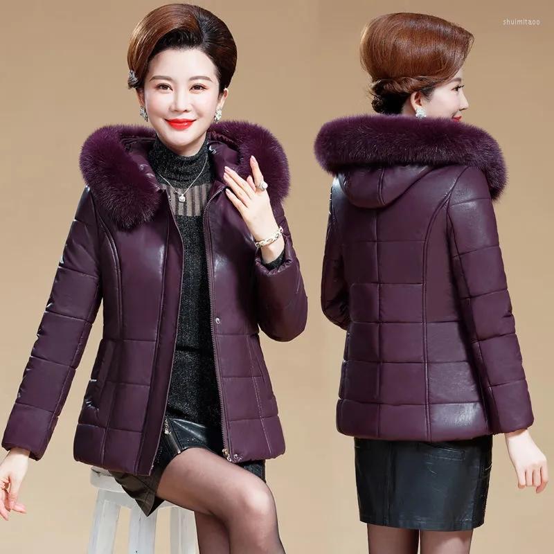 Women's Leather Middle Aged Women's Jacket Winter Thicken Warm Coat Short Hooded Female Parkas Fur CollarOuterwear W2425, Red
Women's Leather Middle Aged Women's Jacket Winter Thicken Warm Coat Short Hooded Female Parkas Fur CollarOuterwear W2425, Red