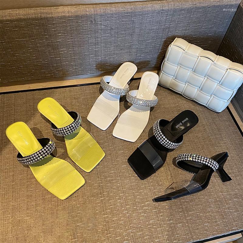 Slippers Thin Heel Sandals Summer 2022 Temperament Rhinestone Square Head Open Toe Transparent PVC High-heeled Women's Shoes Yellow, Black
Slippers Thin Heel Sandals Summer 2022 Temperament Rhinestone Square Head Open Toe Transparent PVC High-heeled Women's Shoes Yellow, Black