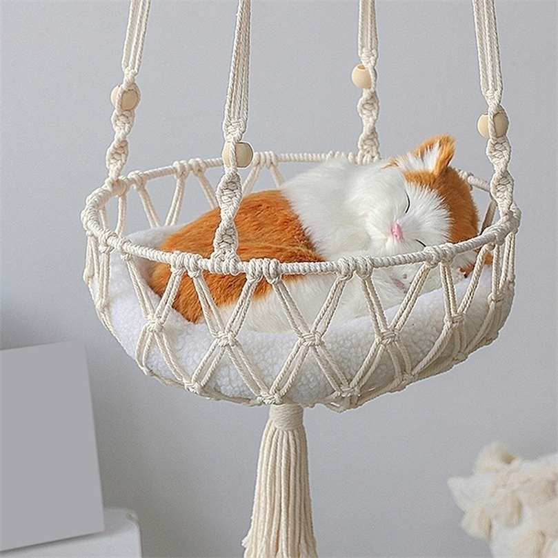 Cat Beds Furniture Large rame Hammock Hanging Swing Dog Basket Home Pet Accessories s House Puppy Gift 221010