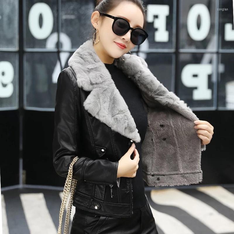 Women's Leather THEME 21 Pu Jacket Women Fashion Olive Fur Collar Wool Warm Coat Short Faux Zipper Outerwear, Black
Women's Leather THEME 21 Pu Jacket Women Fashion Olive Fur Collar Wool Warm Coat Short Faux Zipper Outerwear, Black