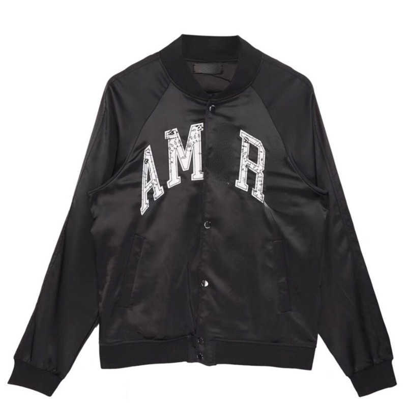 22ss am designer jacket classic embroidery silk baseball suit letters casual sports coat fashion button top, Black
22ss am designer jacket classic embroidery silk baseball suit letters casual sports coat fashion button top, Black