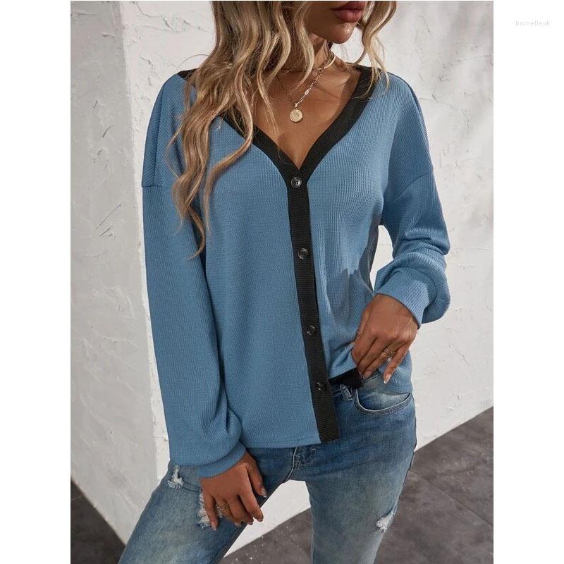 Women' Knits Women Cardigan T-shirt Waffle Long Sleeve Fashion Winter Temperament Single-breasted V-neck Contrast Color Elegant, Orange
Women' Knits Women Cardigan T-shirt Waffle Long Sleeve Fashion Winter Temperament Single-breasted V-neck Contrast Color Elegant, Orange