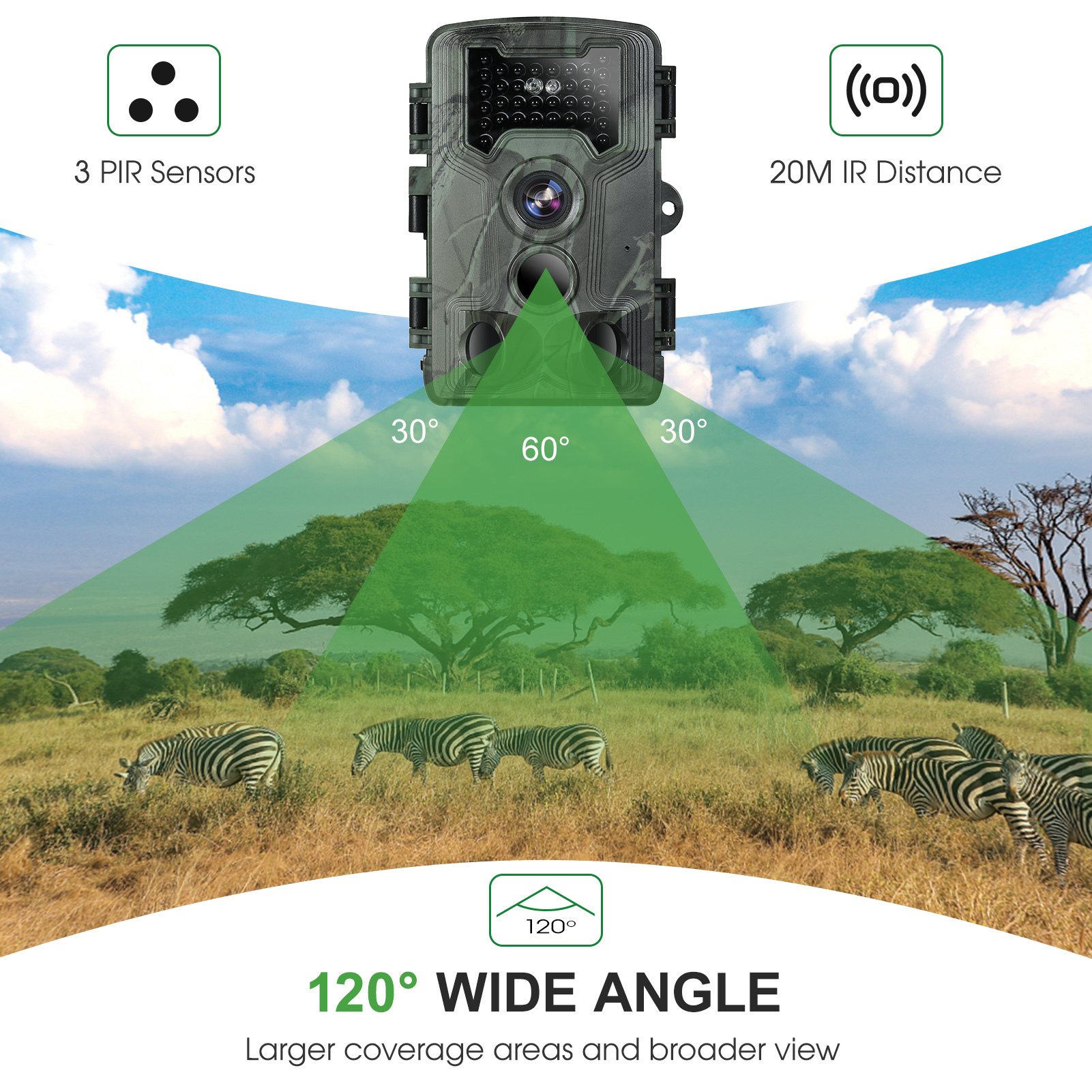 Hunting Cameras 36MP 1080P Trail and Game Camera with Night Vision 3 PIR Sensors IP66 Waterproof Motion Activated Infrared Hunting Camera 221011