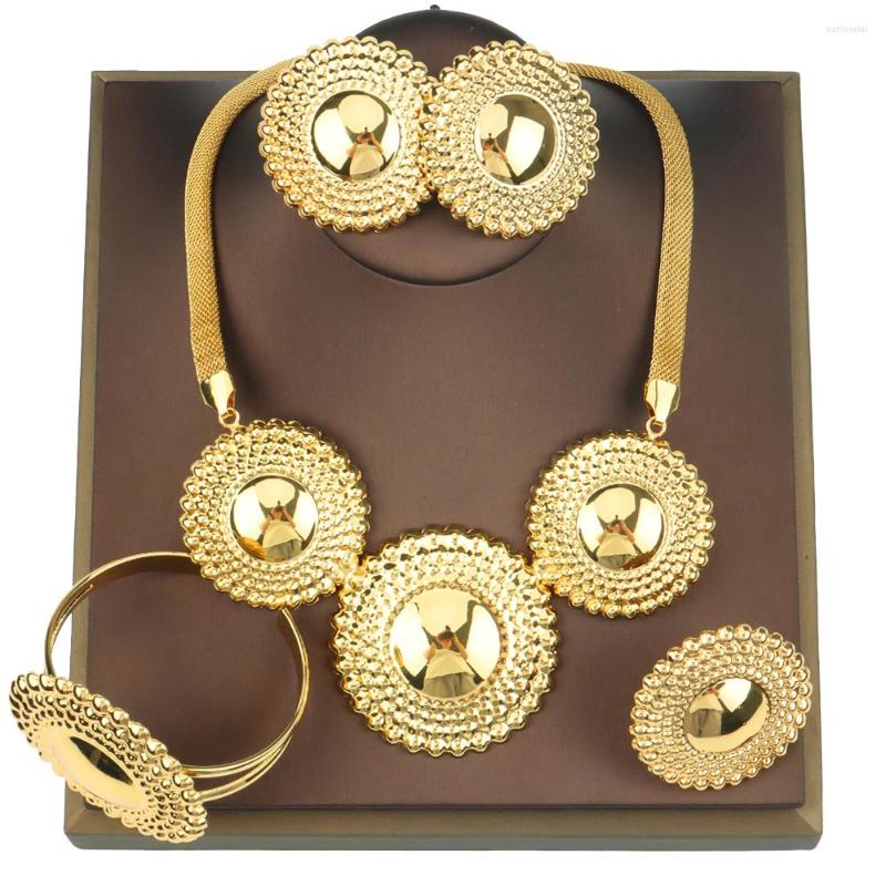 Necklace Earrings Set Jewelry For Women Brazili Gold Plated Big Round African Nigeria 4 Piece Wedding Gift Party, Picture shown
Necklace Earrings Set Jewelry For Women Brazili Gold Plated Big Round African Nigeria 4 Piece Wedding Gift Party, Picture shown