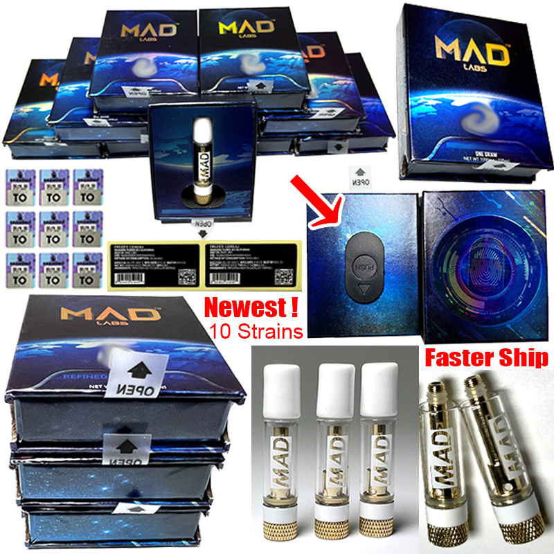 MAD LABS Vape Cartridges Atomizers 0.8ml Child Lock 10 Strains White Round Ceramic Coil E-Carts Oil Carts Wax Vaporizer E Cigarettes Cartridge With Hard Box Faster Ship
MAD LABS Vape Cartridges Atomizers 0.8ml Child Lock 10 Strains White Round Ceramic Coil E-Carts Oil Carts Wax Vaporizer E Cigarettes Cartridge With Hard Box Faster Ship