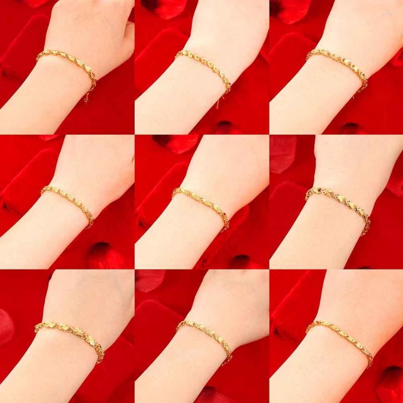 Link Bracelets Women's Beads Friendship Simple Trendy 24K Gold Color Charm Pattern Chain Bangle Birthday Wristlet Wedding Jewelry
Link Bracelets Women's Beads Friendship Simple Trendy 24K Gold Color Charm Pattern Chain Bangle Birthday Wristlet Wedding Jewelry
