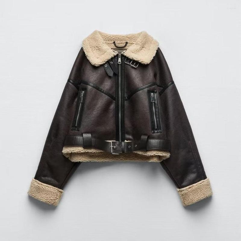 Women's Leather Autumn Fashion Women's Street All-match Lapel Long-sleeved Belt Decorated With Double-sided Imitation Fur Jacket, Auburn
Women's Leather Autumn Fashion Women's Street All-match Lapel Long-sleeved Belt Decorated With Double-sided Imitation Fur Jacket, Auburn
