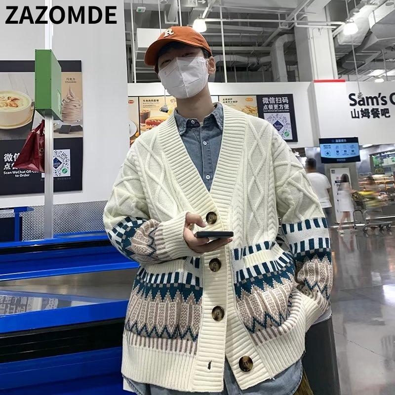 Men' Sweaters ZAZOMDE Autumn Loose Cardigan Fashion Retro All-match Outwear Men V-neck Plaid Casual Oversized Button Sweater, White
Men' Sweaters ZAZOMDE Autumn Loose Cardigan Fashion Retro All-match Outwear Men V-neck Plaid Casual Oversized Button Sweater, White
