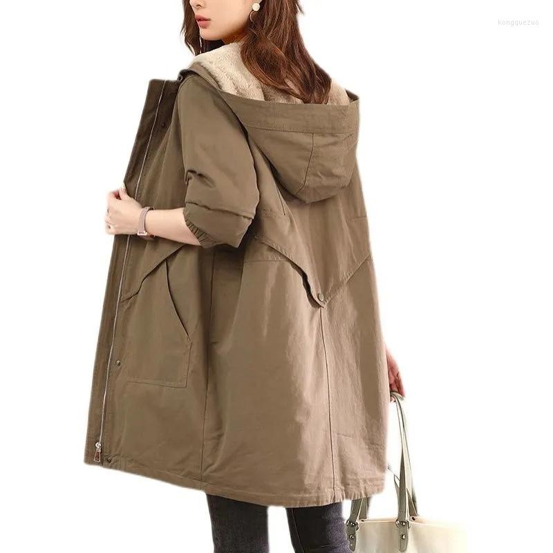Women's Trench Coats Women's Coat 2022 Autumn Winter Female Add Velvet Thickening Hooded Windbreaker Loose Overcoat Women Parkas C, Black
Women's Trench Coats Women's Coat 2022 Autumn Winter Female Add Velvet Thickening Hooded Windbreaker Loose Overcoat Women Parkas C, Black