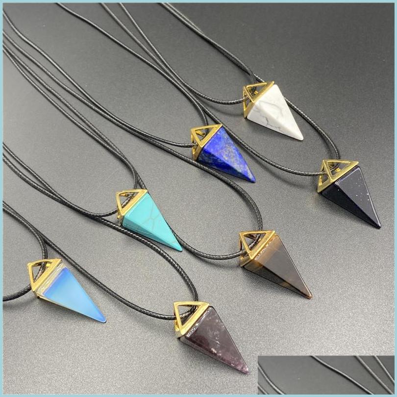 Pendant Necklaces Healing Crystal Natural Stone Pendant Four Faceted Cone Charms Turquoise Tiger Eye Lapsi Pink Rope Chain Necklaces Dhwhl
Pendant Necklaces Healing Crystal Natural Stone Pendant Four Faceted Cone Charms Turquoise Tiger Eye Lapsi Pink Rope Chain Necklaces Dhwhl
