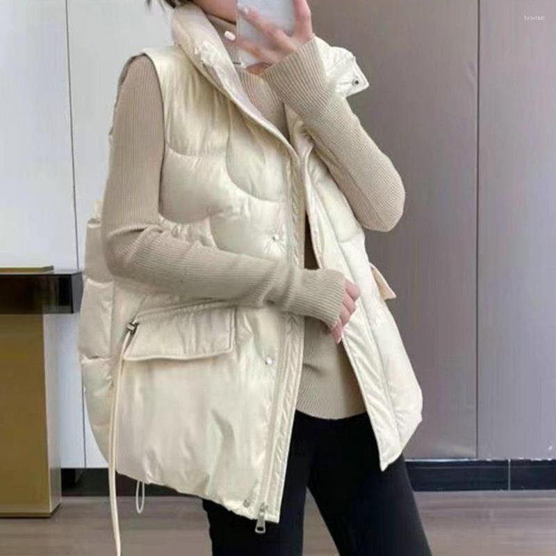 Women's Vests Cotton Vest Sleeveless Cold Resistant Winter Solid Color Stand Collar Padded Waistcoat Outerwear, Beige
Women's Vests Cotton Vest Sleeveless Cold Resistant Winter Solid Color Stand Collar Padded Waistcoat Outerwear, Beige