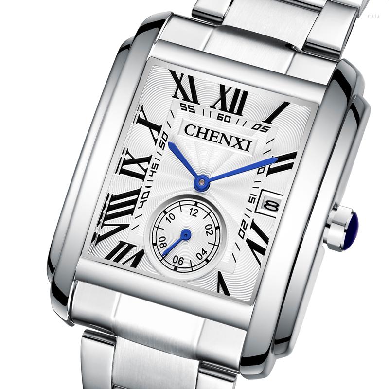 Wristwatches High Quality Luxury Watches Men Stainless Steel Square Waterproof Business Watch For Date Quartz Clock Fashion Men's, White
Wristwatches High Quality Luxury Watches Men Stainless Steel Square Waterproof Business Watch For Date Quartz Clock Fashion Men's, White