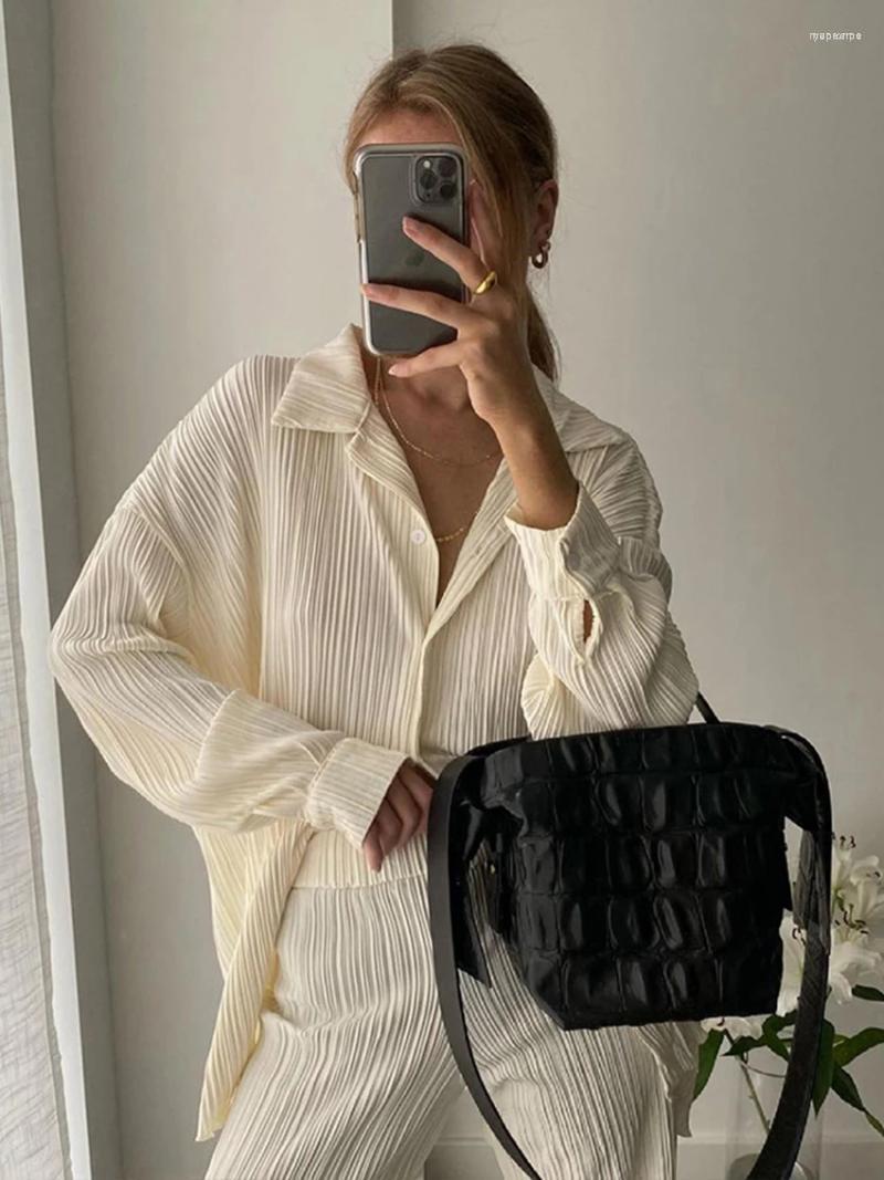 Women's Two Piece Pants Women's 2 Sets Causal Loose Home Suit Autumn Long Sleeve Blouse With High Wasit Set Women Elegant Pleated Beige, Green sets
Women's Two Piece Pants Women's 2 Sets Causal Loose Home Suit Autumn Long Sleeve Blouse With High Wasit Set Women Elegant Pleated Beige, Green sets