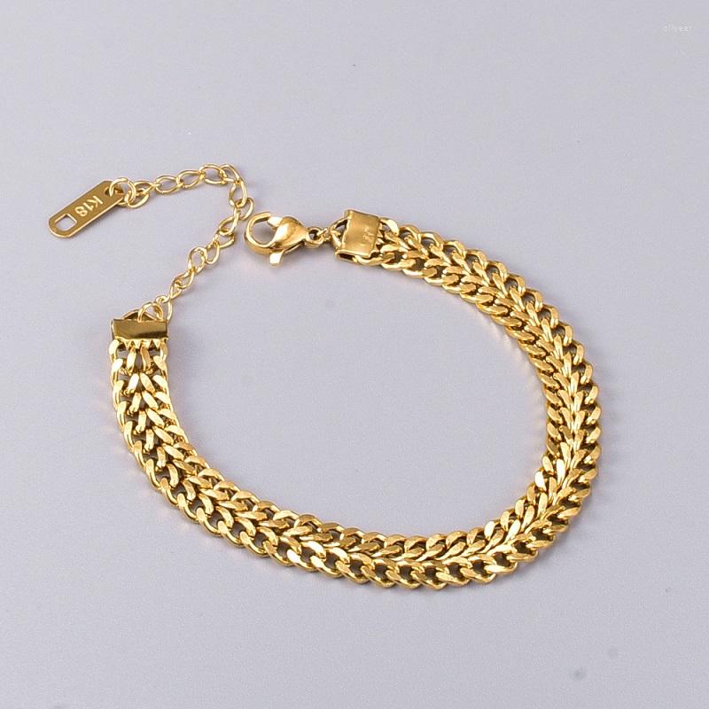 Link Bracelets 2022 Bracelet Tarnish Free Stainless Steel Accessories Gold Plated Double Layer Cuban Chain For Women Girl Bijoux
Link Bracelets 2022 Bracelet Tarnish Free Stainless Steel Accessories Gold Plated Double Layer Cuban Chain For Women Girl Bijoux