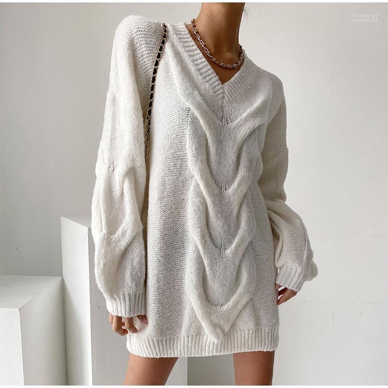 Women's Sweaters Women's White V-neck Sweater Mini Dress Oversized Casual Long Sleeve Twist Weave Knitted Dresses 2022 Winter Loose
Women's Sweaters Women's White V-neck Sweater Mini Dress Oversized Casual Long Sleeve Twist Weave Knitted Dresses 2022 Winter Loose