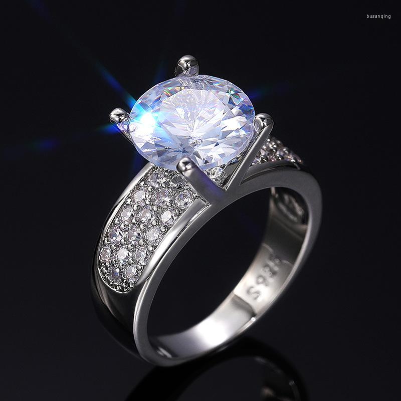 Wedding Rings Classic Exquisite Silver Plated Engagement For Women Shine White CZ Stone Inlay Fashion Jewelry Bride Band Ring
Wedding Rings Classic Exquisite Silver Plated Engagement For Women Shine White CZ Stone Inlay Fashion Jewelry Bride Band Ring
