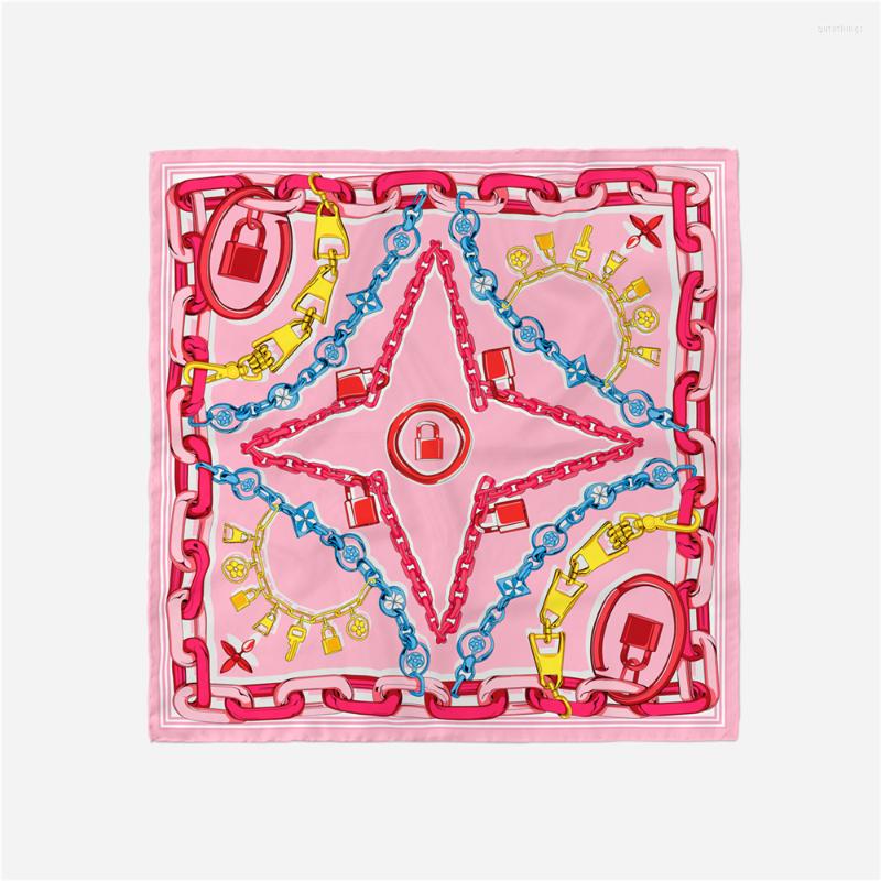 Scarves Twill Silk Scarf Woman Lock Chain Painting Square Wraps Bandana Small Hijabs Foulards Tie Headband Neckerchief 53CM
Scarves Twill Silk Scarf Woman Lock Chain Painting Square Wraps Bandana Small Hijabs Foulards Tie Headband Neckerchief 53CM